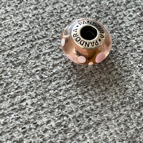 Pandora Glass Pink Dotted Polka Dot Glass Murano Charm EUC - Picture 4 of 11